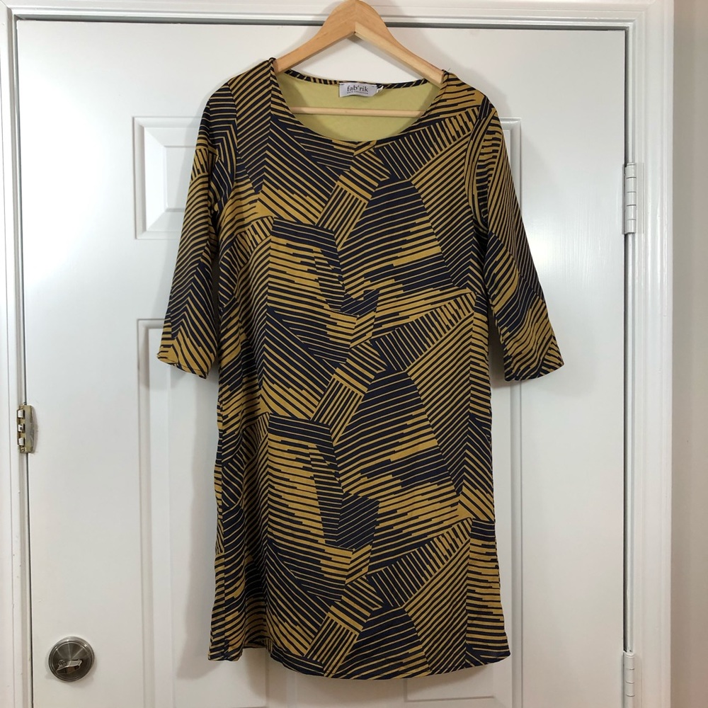 fab’rik Dark Mustard and Navy Dress